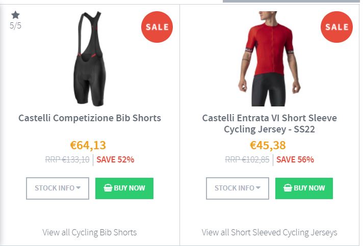 Las mejores ofertas en Ropa de ciclismo Castelli